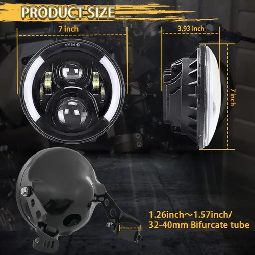 Miniatura 4 de SKTYANTS 7 "7 pulgadas redondo LED motocicleta faro montaje con 7 pulgadas vivienda cubo DRL luces de señal de giro para faros de motocicleta