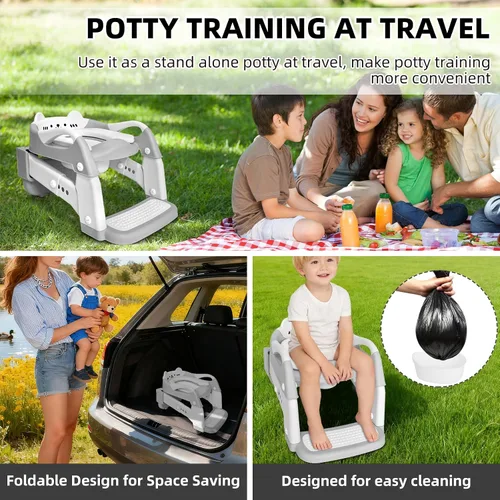 Miniatura 8 de Asiento de entrenamiento para ir al baño, asiento de inodoro mejorado para niños y niñas, inodoro de entrenamiento 3 en 1 con taburete escalonado