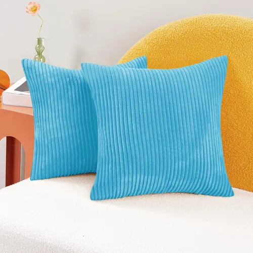Miniatura 20 de Deconovo - Juego de 2 fundas de cojín de pana modernas, elegantes y suaves, aptas para lavadora, decoración del hogar para sala de estar, sofá