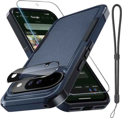 Miniatura 34 de Funda para Google Pixel 10 Pro XL con correa para la muñeca + protector de pantalla de vidrio templado + cubierta para lente de cámara, cuerpo Verde
