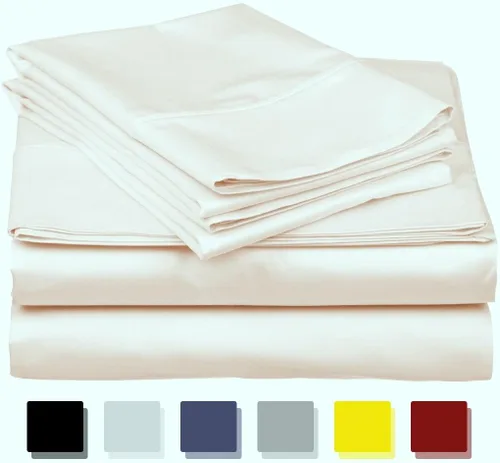 Miniatura 60 de Juego de sábanas de 1500 TC 100% algodón Pima (4 piezas, 1 ajustable, 1 plano, 2 fundas de almohada)