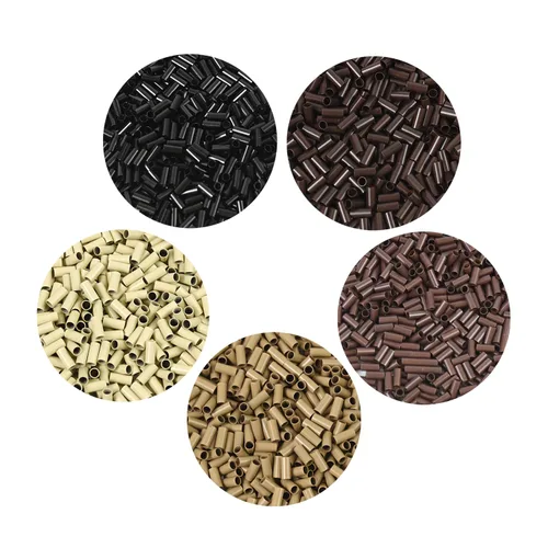 Miniatura 8 de 1000 piezas Flare Euro Lock - Tubos de cobre con micro anillos para extensiones de cabello humano con punta I de 0.134 x 0.118 x 0.236 in (marrón)
