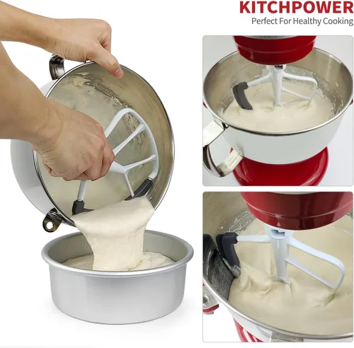 Miniatura 3 de KITCHPOWER 4,5-5 Quart Flex Edge - Batidora para cocina, soporte para cabeza, mezcladores, color blanco, Blanco