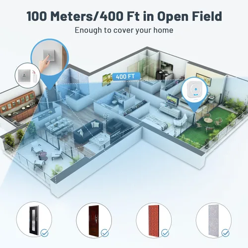 Miniatura 3 de Extensor de timbre inalámbrico con receptor para timbre con cable existente, convertir timbre con cable en timbre de puerta inalámbrico, rango