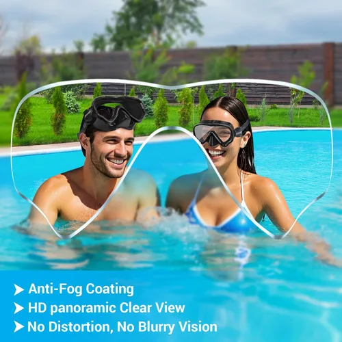 Miniatura 5 de Gafas de natación para adultos, hombres y mujeres, con cubierta de nariz, vidrio templado de 180°, visión clara, máscara de piscina, gafas de buceo