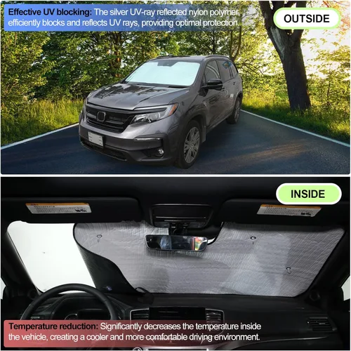 Miniatura 5 de Parasol para parabrisas para Honda Pilot 2016-2022/Ridgeline 2017-2025/Passport 2019-2025, parasol plegable para ventana delantera, protector solar