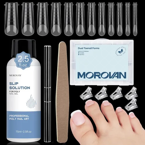 Morovan Solución deslizante de poligel para uñas: Líquido deslizante de grado de salón y formas de uñas dobles para extensiones de uñas de gel