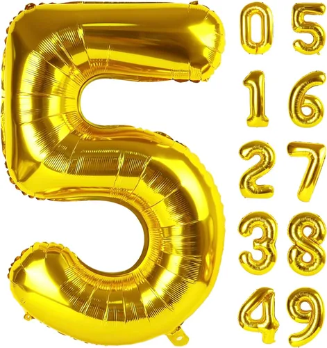 Miniatura 244 de Globo de cumpleaños número 4 dorado de 40 pulgadas, globos gigantes del número cuatro 14 24 34 40 44 2024, globos grandes de lámina de mylar para Oro