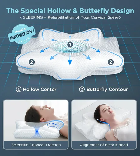 Miniatura 2 de Almohada cervical para el cuello ultra alivio del dolor para dormir, almohada de lectura ergonómica ajustable de espuma viscoelástica para adultos