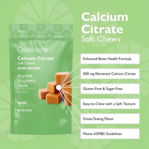 Miniatura 2 de Celebrate Vitamins Bariatric Calcio Masticables 500 mg con vitamina D3, suministro de 3 meses (90 masticaciones) para manga gástrica y bypass, apoyo