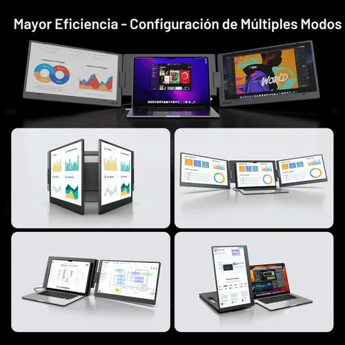 Miniatura 8 de KYY Extensor de pantalla para laptop de 15.6 pulgadas, monitor portátil FHD IPS de 1080P, un cable USB-C triple monitor, pantalla de viaje dual