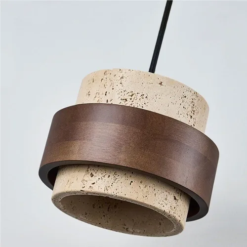 Miniatura 7 de Retro Solid Wood Hanging Lamp Nordic Cylinder Yellow Travertine Chandeliers Modern Small Bedroom Bedside Pendant Lights for Living Room Study