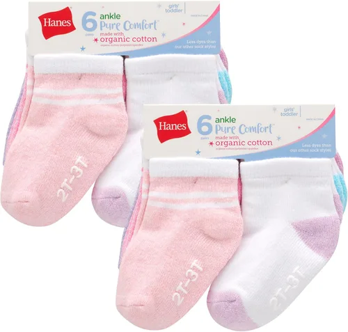 Miniatura 14 de Hanes Calcetines tobilleros antideslizantes para bebés y niños pequeños, paquete múltiple