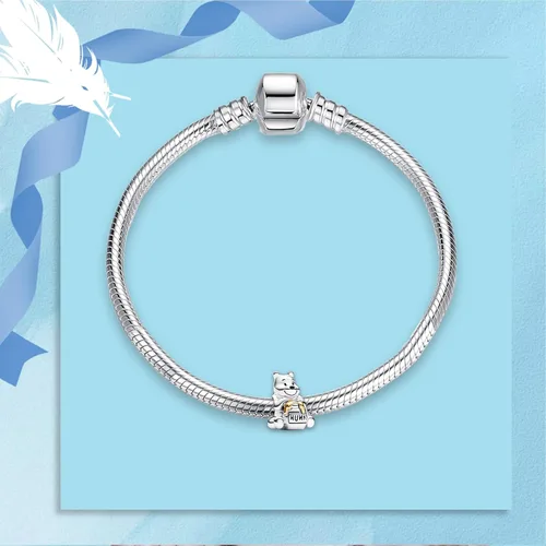Miniatura 96 de Dijes de plata de ley 925 de dibujos animados de pato, ratón, oso, elefante, dragón chino, cuentas colgantes para pulseras y collares, joyería