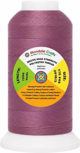 Miniatura 13 de Mandala Crafts Airforce Blue - Hilo resistente de 1500 yardas Tex 70 hilos de poliéster fuertes para coser cortinas, jeans, cuero, cabello