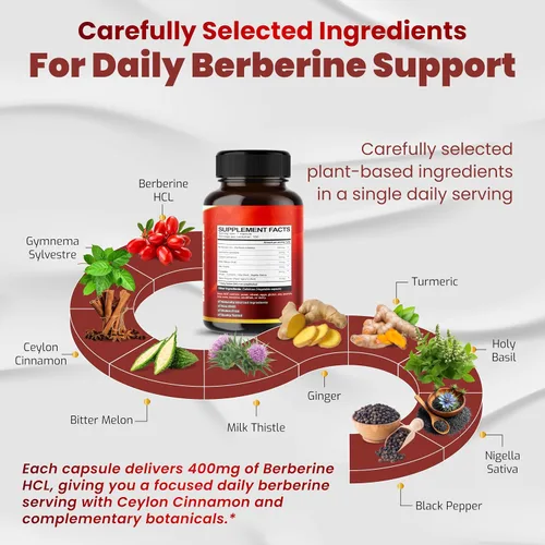 Miniatura 2 de VEGATOT GlucoSavior - Suplemento de Berberina con Canela de Ceilán, Melón Amargo, Gymnema - Apoya la Inmunidad, la Salud del Corazón y la Función