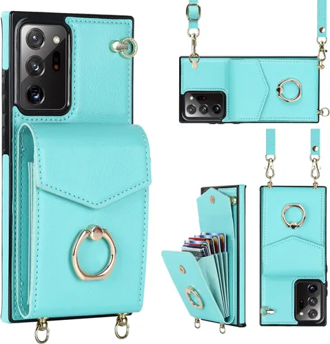 Funda para Samsung Galaxy Note 20 5G de 6.7 pulgadas, funda minimalista con soporte de anillo y correa para el hombro, a prueba de golpes, elegante
