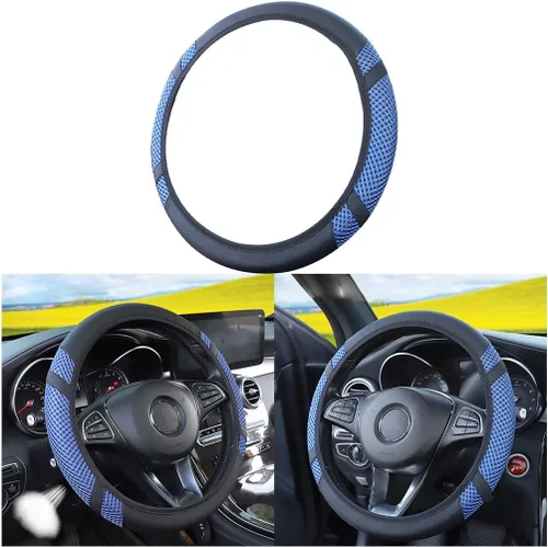 Miniatura 11 de Funda de volante de coche elástica de Zipelo, cubierta de volante de cuero transpirable para vehículo, protector antideslizante para volante
