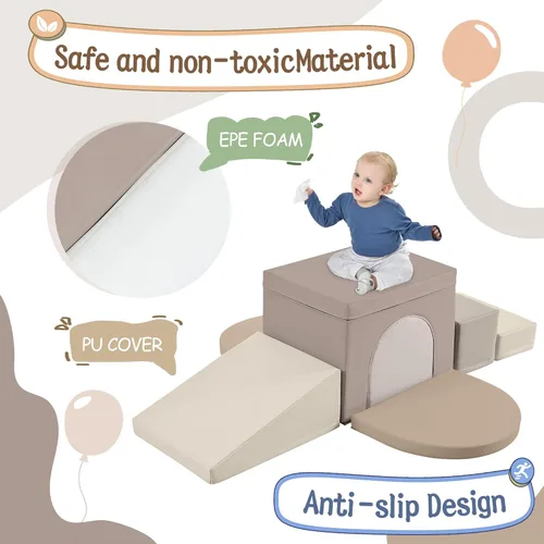 Miniatura 6 de Merax Escalador de túnel de espuma suave para interiores, juguetes de escalada para niños pequeños con túnel, escalones y rampa, juego de escalada
