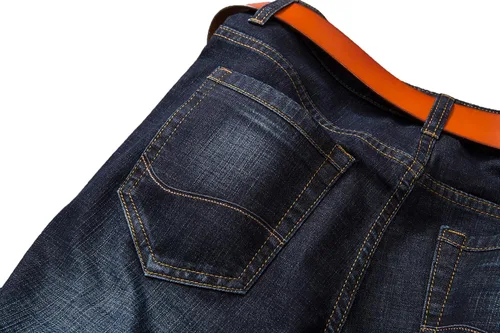 Miniatura 4 de FASHINTY Jeans rectos de estilo casual para hombre