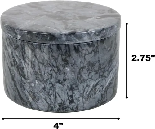 Miniatura 5 de HillSpring Bodega de sal de mármol con tapa y cuchara de madera, caja de hierbas de pimienta hecha a mano de 4 pulgadas, contenedor de Negro