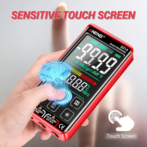 Miniatura 9 de ANENG Multímetro digital inteligente con pantalla táctil TRMS, rango automático, 9999 conteos, recargable, anti-quemadura, Ohm, Amperio, Voltímetro