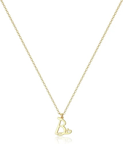 TEWIKY Initial Necklace for Women Girls, 14k Gold Filled Necklaces Dainty Gold Letter Pendant Necklace Trendy Waterproof Simple Cute Necklaces