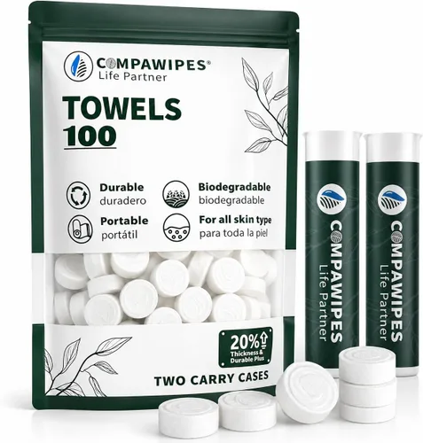 Miniatura 9 de 50 toallas comprimidas – Toallas desechables de viaje, papel higiénico de senderismo comprimido, toallitas silvestres, papel higiénico compacto