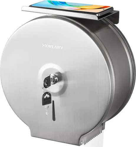 Miniatura 7 de Dispensador de papel higiénico gigante comercial con estante, soporte de rollo de acero inoxidable para montaje en pared, dispensadores de papel
