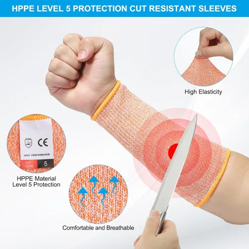 Miniatura 3 de PATIKIL Mangas protectoras de seguridad para brazo resistente a los cortes Mangas de antebrazo Manga HPPE Nivel 5 Protección para piel fina