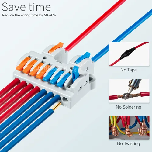 Miniatura 2 de 6 piezas de bloques de terminales de riel DIN, conectores de alambre de empalme DIY para circuito en línea 28-12AWG (2 en 8 salida)