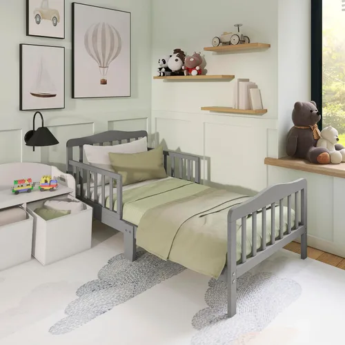 Miniatura 2 de Dream On Me Diseño Clásico - Cama para niños pequeños en color gris acero, con certificado Greenguard Gold y JPMA, diseño bajo, dos rieles