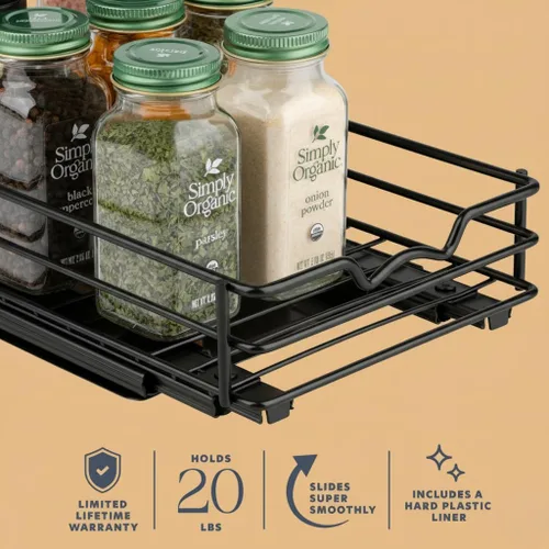 Miniatura 5 de Organizador extraíble para especias, latas, resistente con garantía limitada de por vida, estante extraíble para especias, platos, etc., 6.5