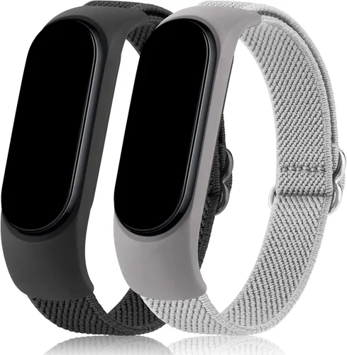 Wanme Bandas para Amazfit Band 5 correas de repuesto para mujeres y hombres, paquete de 2 correas deportivas elásticas suaves compatibles con