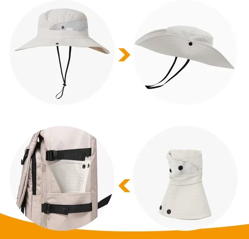 Miniatura 7 de PFFY Sun Beach Hats for Women Men UV Protection Wide Brim Foldable Fishing Sun Bucket Hat Outdoor Essentials