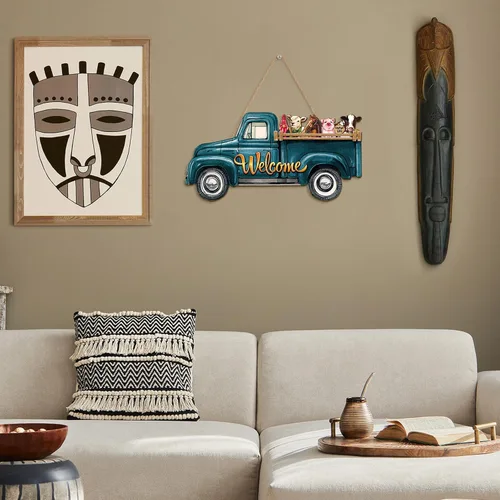 Miniatura 7 de Ferraycle Letrero de bienvenida intercambiable con el 250º aniversario para decoración de camión con 12 iconos de vacaciones, decoración rústica