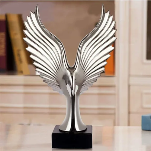 Dorado/plata creativa decoración del hogar águila ala estatua moderna abstracta escultura halcones figura elegante oficina adornos