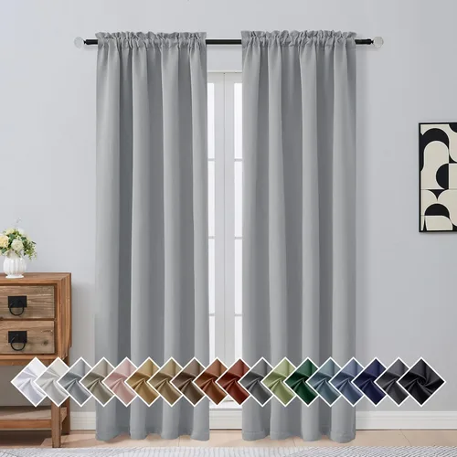 Miniatura 9 de OVZME Cortinas opacas turquesa para tratamiento de ventanas pequeñas, cortinas cortas con bloqueo de luz para ventana de cocina sobre el fregadero
