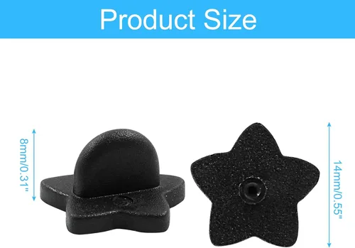 Miniatura 2 de 100 pines de goma con forma de estrella negra, 0.551 x 0.551 x 0.315 in en forma de estrella para producción de bricolaje (negro)