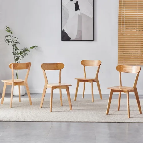Miniatura 7 de Juego de 4 sillas de comedor tapizadas de madera maciza con asiento marrón acolchado de piel sintética para el hogar, cocina, sala de estar, comedor