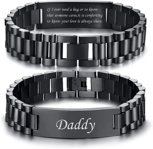 Miniatura 39 de VNOX Correa de reloj masculina de acero inoxidable, pulsera de eslabones personalizada, regalo de joyería para hombres, papá, padre, marido, novio