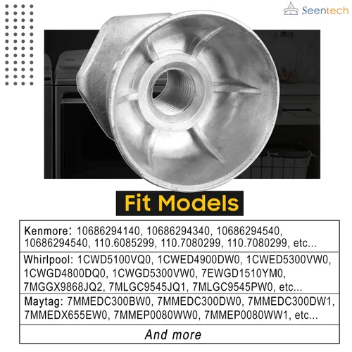 Miniatura 3 de Seentech 8066184 - Polea de motor de secadora 29 de repuesto - Compatible con secadores Whirlpool, Kenmore - Reemplaza: 3394341, 3401143