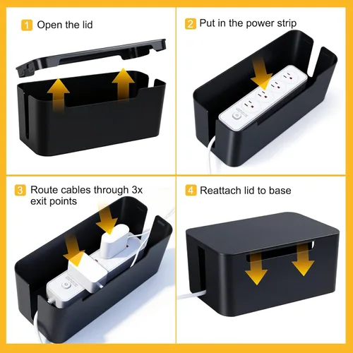 Miniatura 5 de Eichzer Caja de organización de cables, caja organizadora de cables de alta calidad para ocultar el protector de sobretensiones en el escritorio