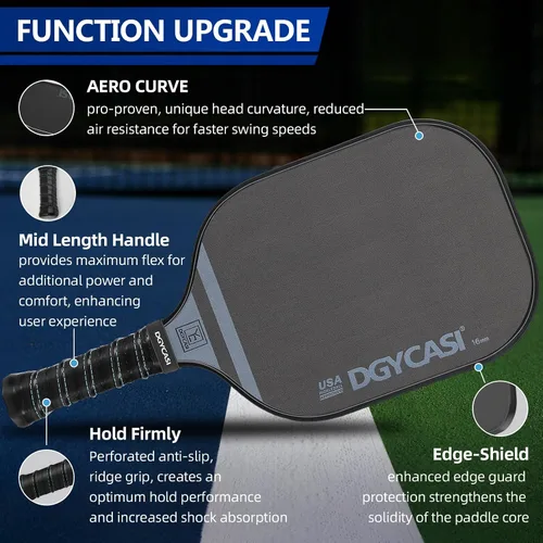 Miniatura 4 de YC DGYCASI Paletas profesionales de pickleball de 0.630 in, aprobada por USAPA 2025 T700 remo de fibra de carbono (CFS), núcleo de panal ligero