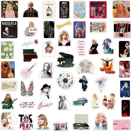 Miniatura 5 de 100 piezas de calcomanías de música de Tayloris para adultos, calcomanías de álbum de cantante pop femenina, calcomanía de vinilo impermeable