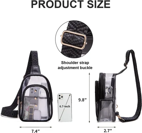 Miniatura 3 de Bolso bandolera transparente para eventos de estadio, bolsa cruzada para mujer, aprobada para estadios