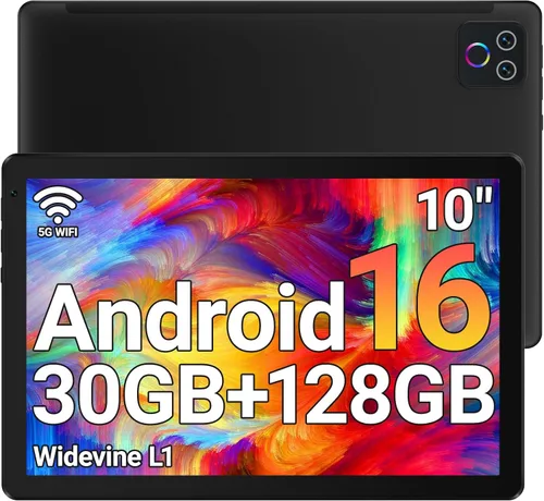 URAO Tableta, tableta Android de 10.1 pulgadas con procesador Octa-core 30GB RAM 128GB ROM HD IPS pantalla táctil 8H batería, Wi-Fi 6, BT 5.4,