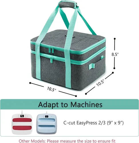 Miniatura 2 de MYBAGZING Funda de transporte de doble capa compatible con Cricut EasyPress 2 (9 x 9), bolsa de prensa térmica resistente, funda de almacenamiento