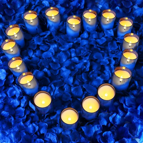 Miniatura 5 de NURADA Velas sin llama parpadeantes de 7.6 cm x 15.2 cm: Velas LED acrílicas de mecha 3D que funcionan con pilas y batería con control remoto y Azul