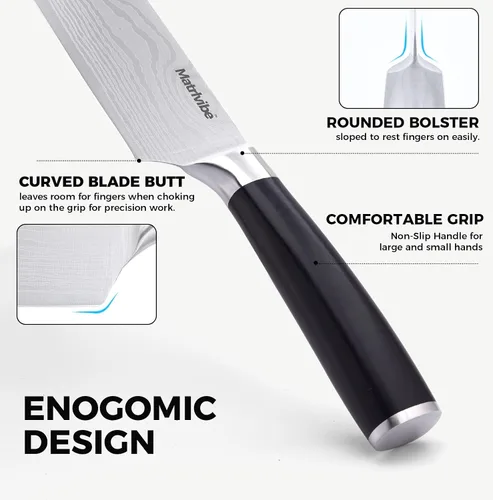 Miniatura 6 de Cuchillo Nakiri - Cuchillo de verduras de 7" de corte preciso, cuchillo de cocina de acero de alto carbono, cuchillo de chef japonés multiusos